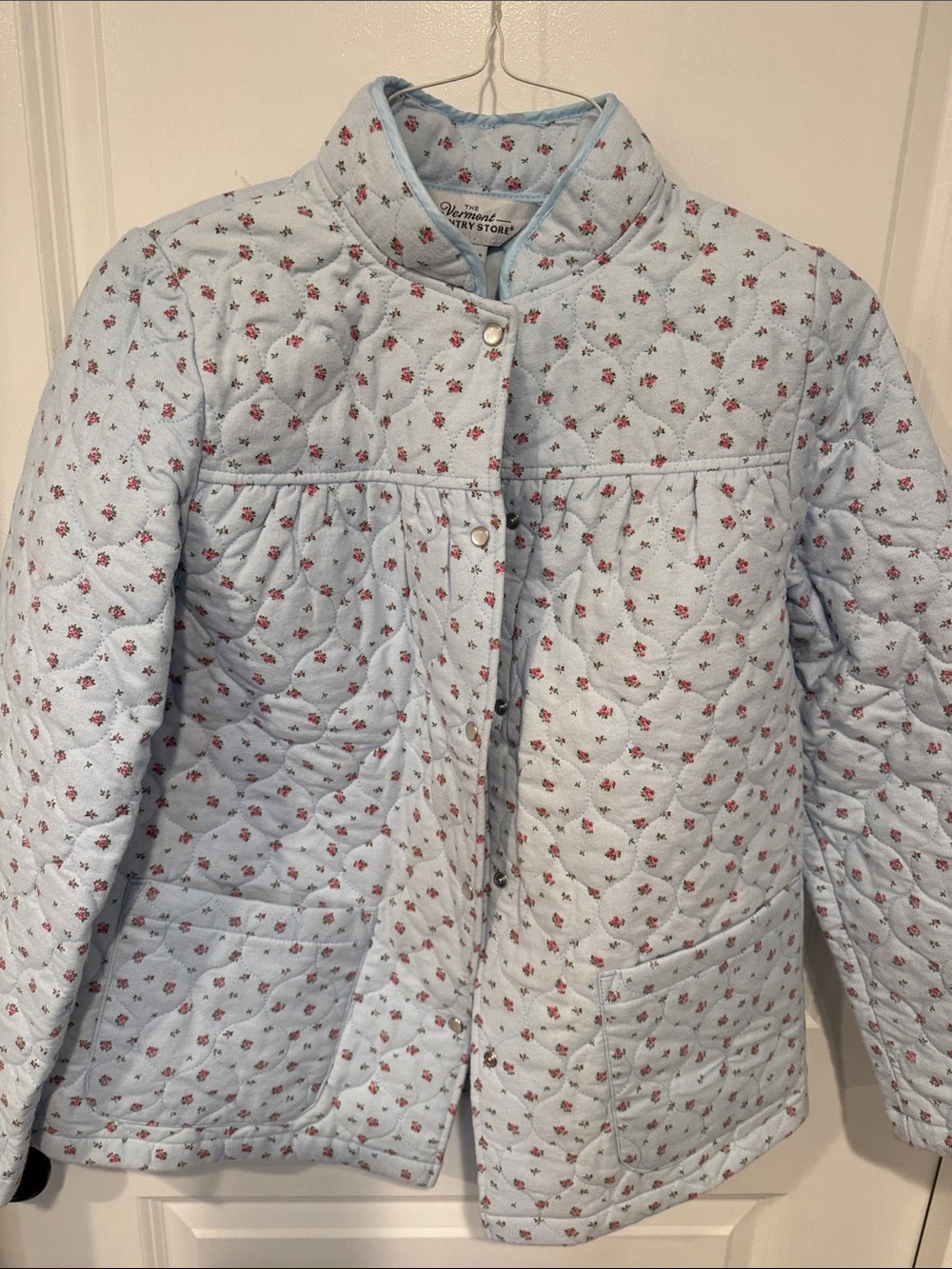 Light Blue Quilted Floral Puffer Jacket by The Vermont Country Store